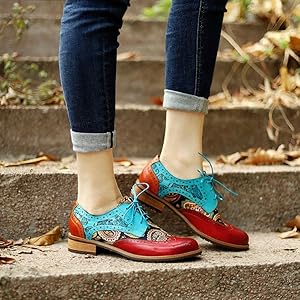 靴 beautiful shoes Amazon.com | Women's Perforated Lace-up Wingtip Multicolor